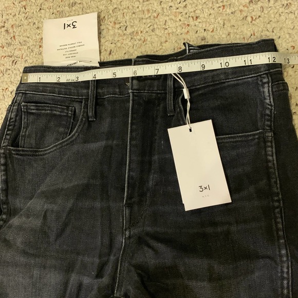 3x1 W3 Size 24 Straight Authentic Crop Black Elise Jeans Frayed Raw Hem Ankle - Picture 9 of 13